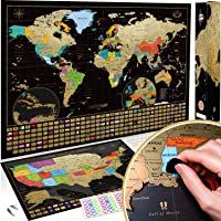Los mejores  - Dos Mapas De Rascar - Mapa Mundi Rascar Y Mapa Estados Unidos. Pósteres Rascables De Viaje- De Gran Calidad- Para…